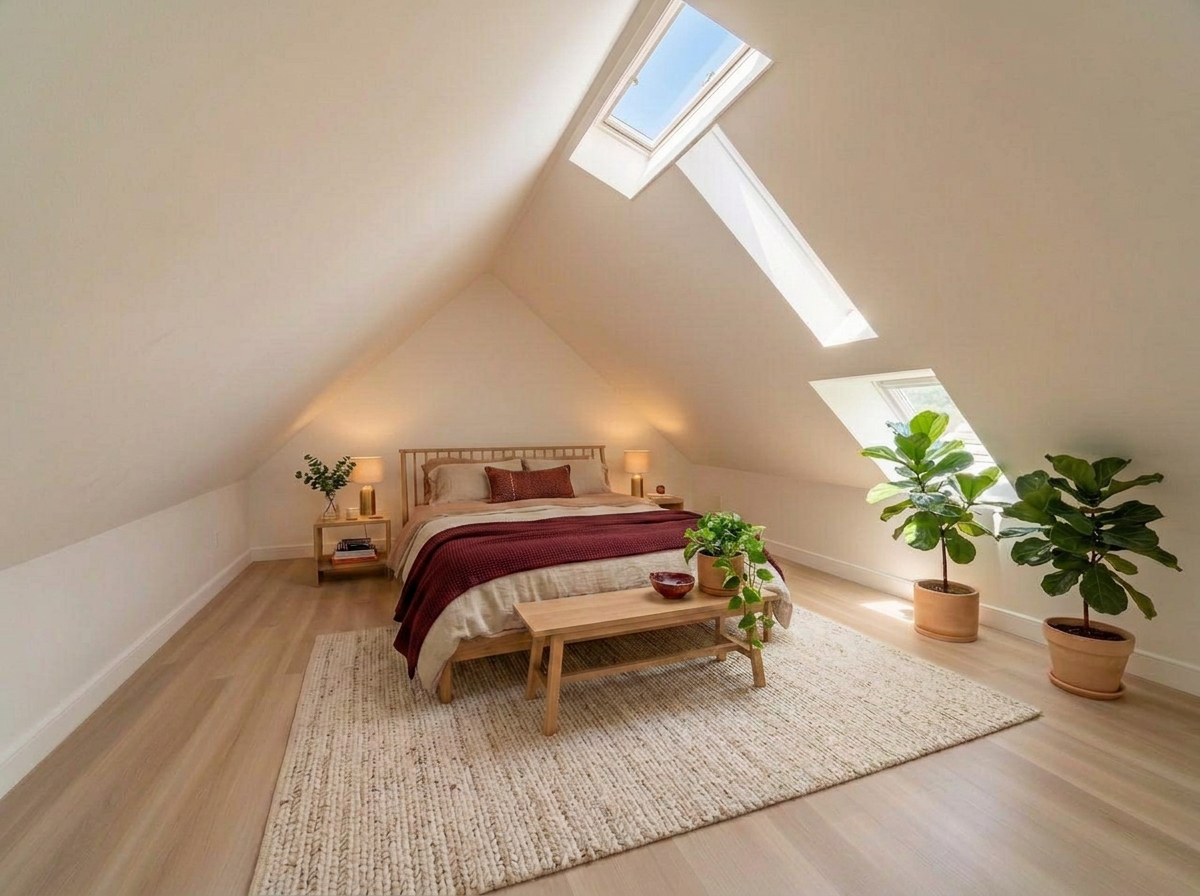 Staging a loft under the eaves after enhancement