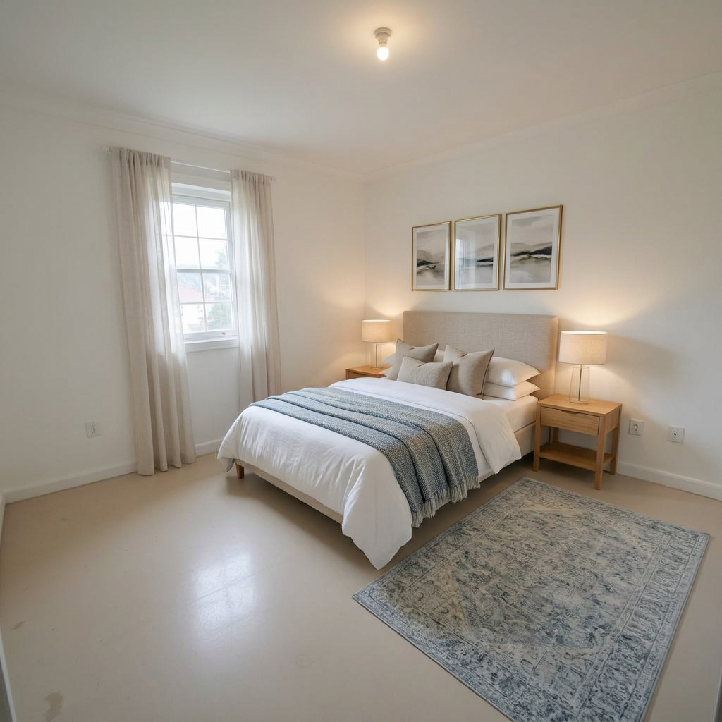 Bedroom · Virtual staging after AI enhancement