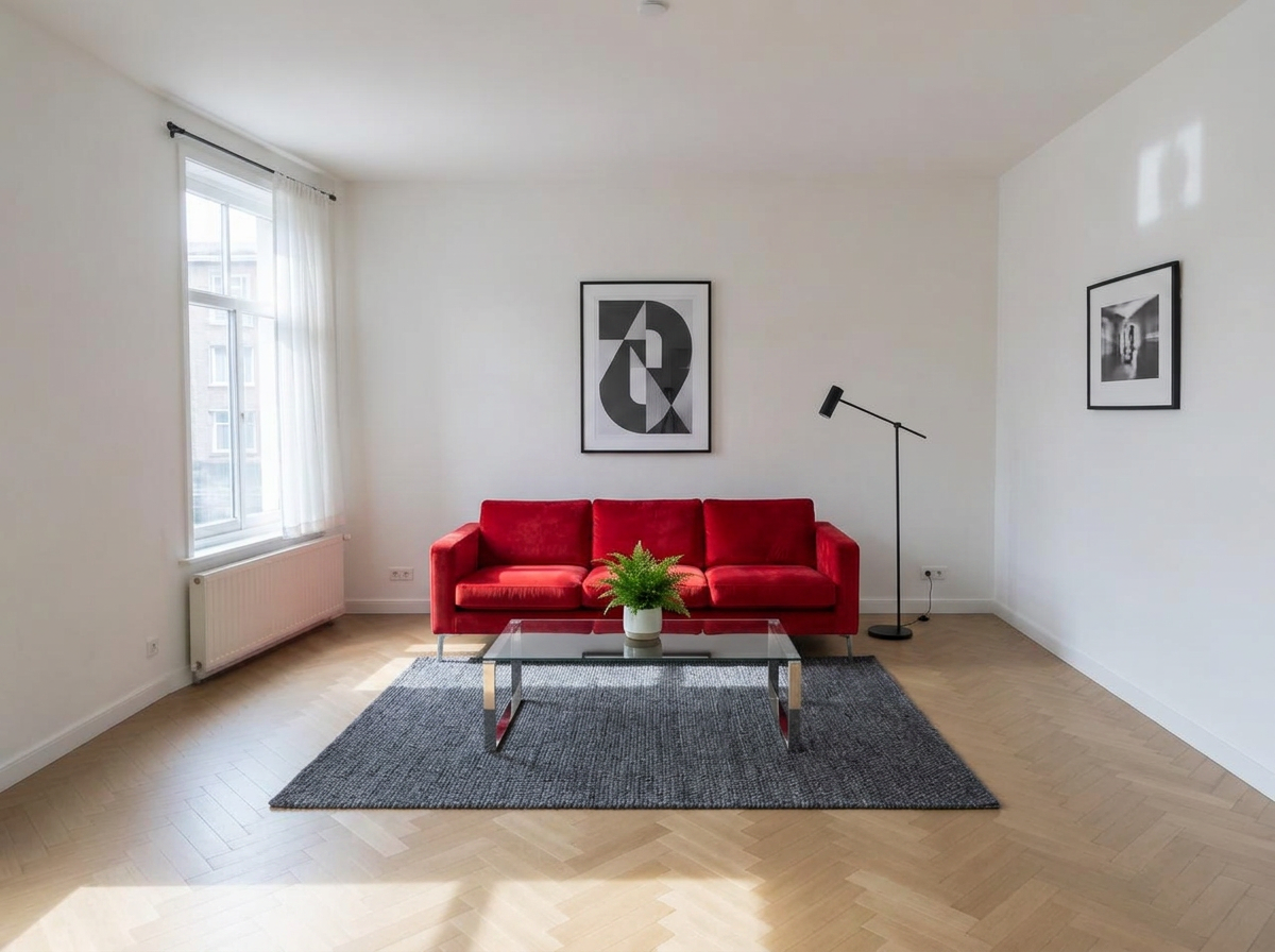Living room · Virtual staging after AI enhancement