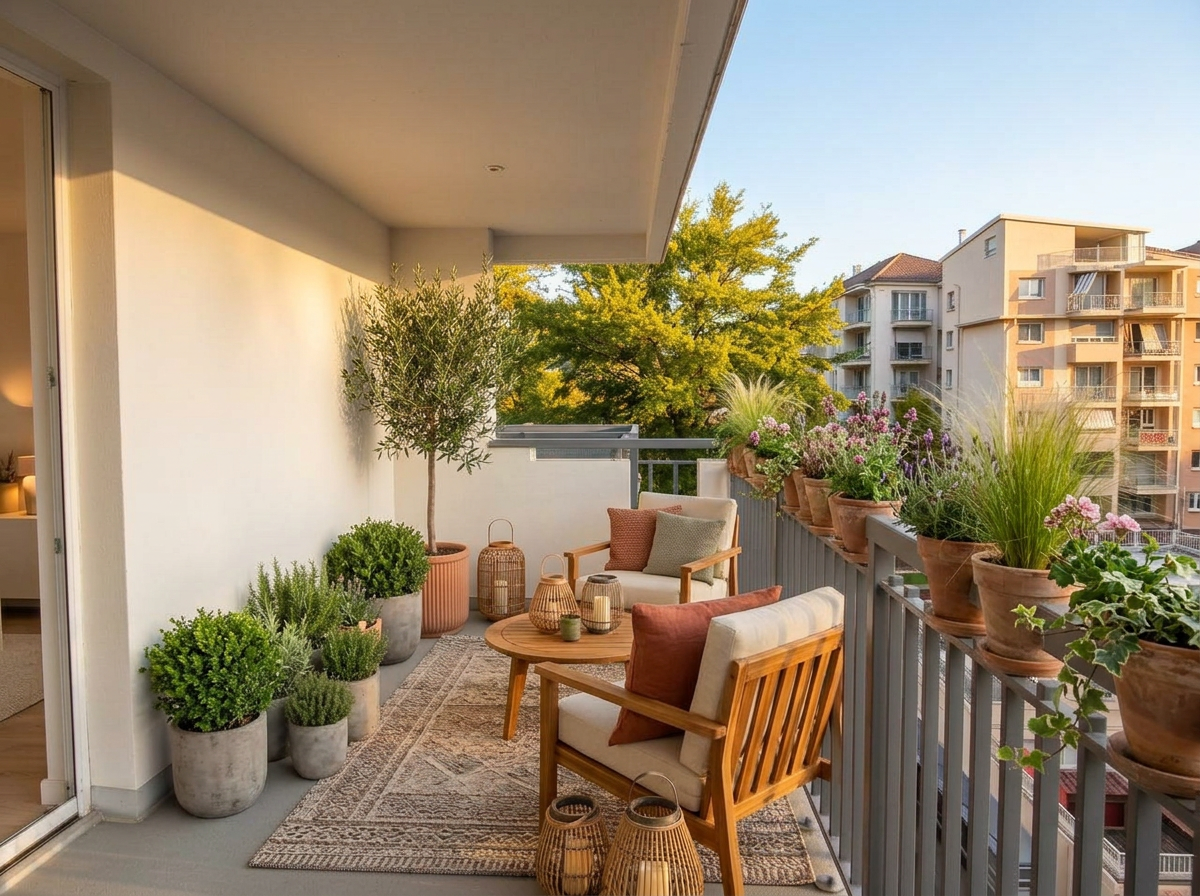 Furnishing a bare balcony after enhancement